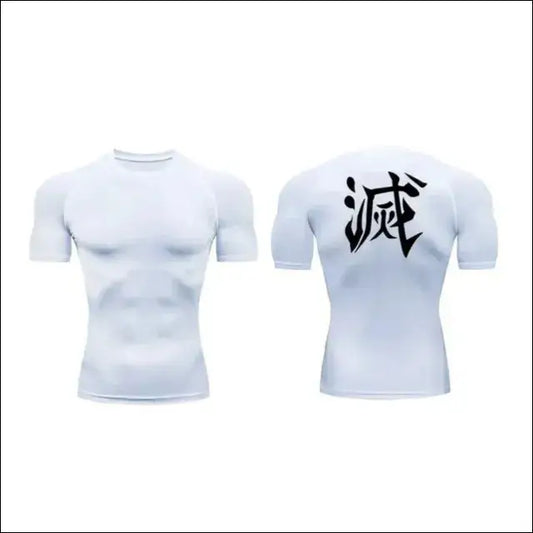 Demon Slayer Print Compression Shirts - White / S - mens mma