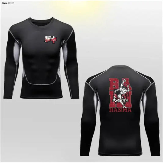 Hanma Baki Long Sleeved Anime Print Compression Top - Savage Combat & Fitness