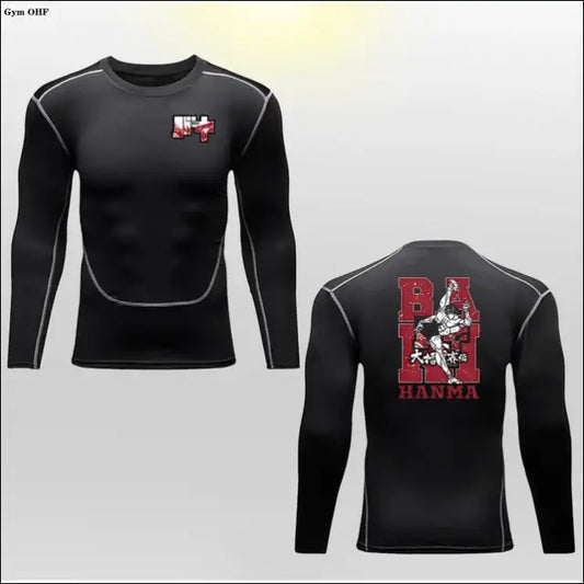 Hanma Baki Long Sleeved Anime Print Compression Top - Savage Combat & Fitness