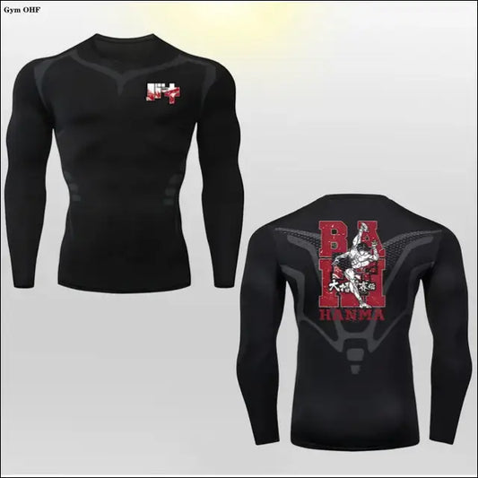 Hanma Baki Long Sleeved Anime Print Compression Top - Savage Combat & Fitness
