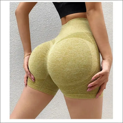 High Waist Quick Dry Seamless Fitness Shorts for Women - Smiling Face Honey Hip Design - womens clothing