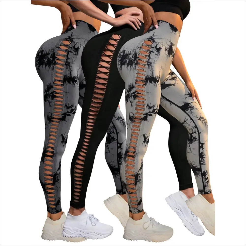 Tie Dye Seamless Leggings for Women High Waist Yoga Pants Scrunch Butt Lifting Elastic Tights Side mesh design
