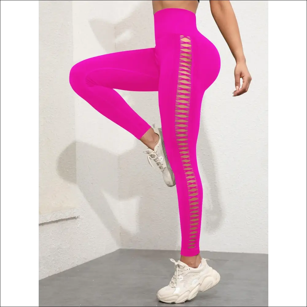 Tie Dye Seamless Leggings for Women High Waist Yoga Pants Scrunch Butt Lifting Elastic Tights Side mesh design - rose