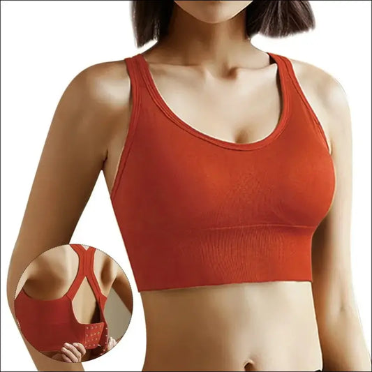 Hollow Back Push-Up Sports Bra – Stylish & Breathable Fitness Top - Red bra / M For 40-55KG