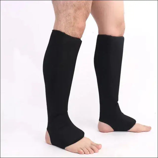 Karate Shin Instep Guards Washable MMA Leg Protectors - Black Shin Guards / XS - mma gear boxing gear