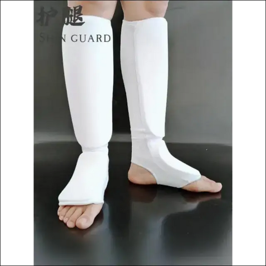 Karate Shin Instep Guards Washable MMA Leg Protectors - White Shin Guards / XS - mma gear boxing gear