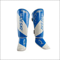 Kickboxing Boxing | Muay Thai Boxing | Shin Guards Ankle Foot Protection Shield - Blue / XS for 110-135cm / CHINA - mma