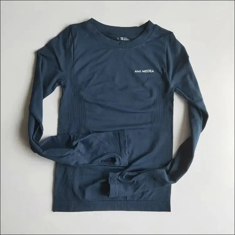 Long Sleeve Yoga Shirts for Women - Sport Top Fitness Gym Wear - blue / S - womens clothing