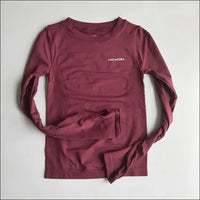Long Sleeve Yoga Shirts for Women - Sport Top Fitness Gym Wear - wine red / S - womens clothing
