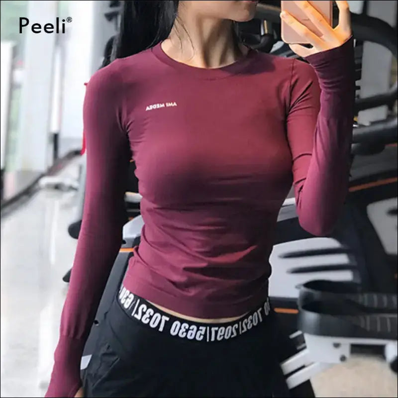 Long Sleeve Yoga Shirts for Women - Sport Top Fitness Gym Wear - womens clothing