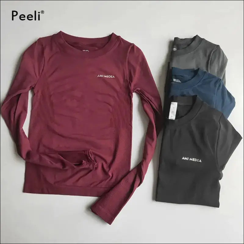 Long Sleeve Yoga Shirts for Women - Sport Top Fitness Gym Wear - womens clothing