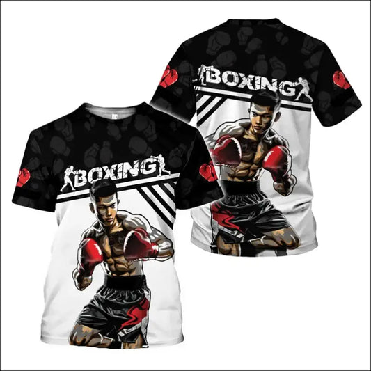 Men’s Boxing Gloves Graphic T-Shirt – 3D Printed & Sporty Design