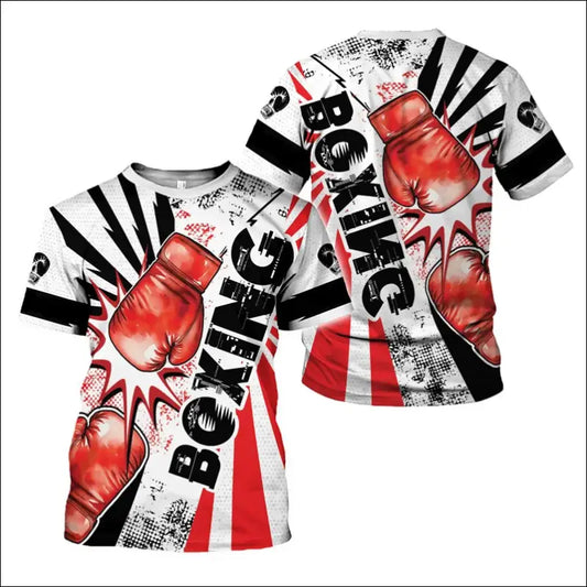 Men’s Boxing Gloves Graphic T-Shirt – 3D Printed & Sporty Design - EXZXB20251413M / S