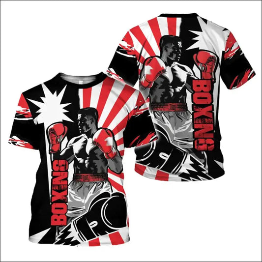 Men’s Boxing Gloves Graphic T-Shirt – 3D Printed & Sporty Design - EXZXB20251413K / S