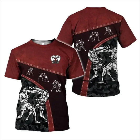 Men’s Boxing Gloves Graphic T-Shirt – 3D Printed & Sporty Design - EXZXB20251413H / S