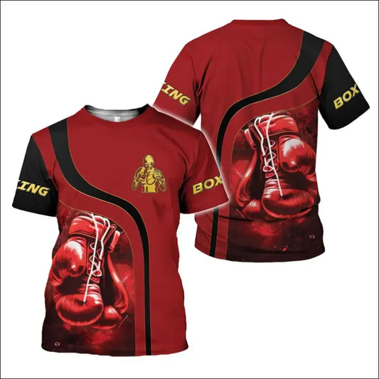 Men’s Boxing Gloves Graphic T-Shirt – 3D Printed & Sporty Design