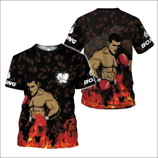 Men’s Boxing Gloves Graphic T-Shirt – 3D Printed & Sporty Design