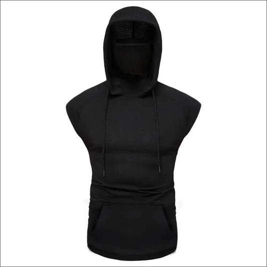 Men’s Hooded Sports Vest | Hooded Workout Top - BK / M - hoodies/sweatshirts