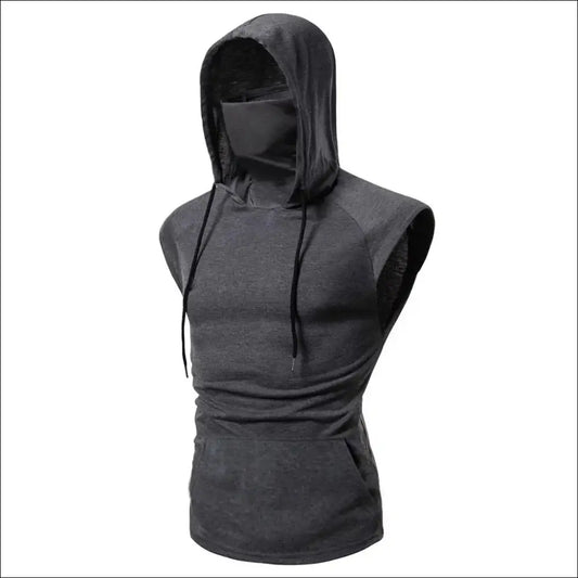 Men’s Hooded Sports Vest | Hooded Workout Top - GY / M - hoodies/sweatshirts