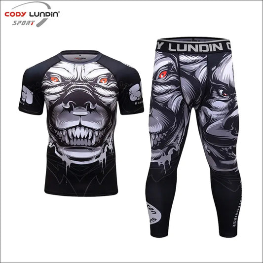 Men’s MMA Kickboxing Tracksuit - 3D Printed Rashguard Set