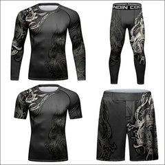 Men’s MMA Rash Guard Set – Quick-Dry T-shirt & Pants Sets