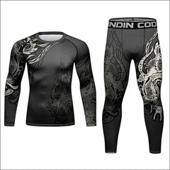 Men’s MMA Rash Guard Set – Quick-Dry T-shirt & Pants Sets