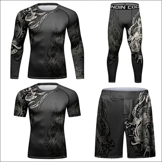 Men’s MMA Rash Guard Set – Quick-Dry T-shirt & Pants Sets - u / M 160-170cm