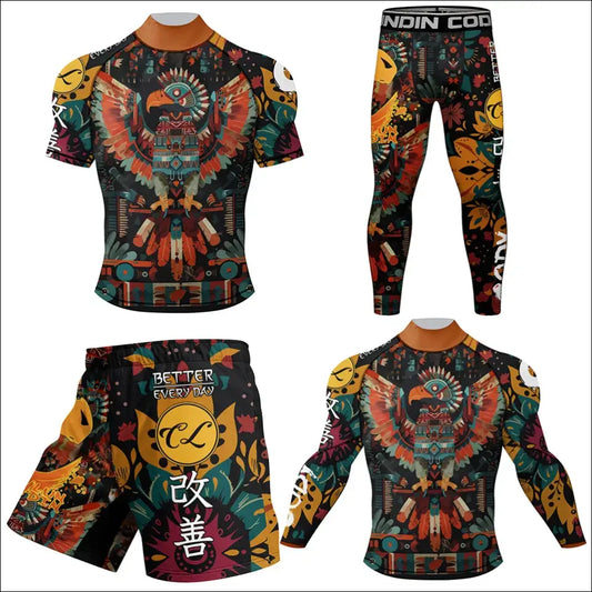 Men’s MMA Rash Guard Set – Quick-Dry Training Gear - T / M