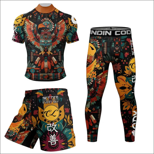 Men’s MMA Rash Guard Set – Quick-Dry Training Gear - U / M
