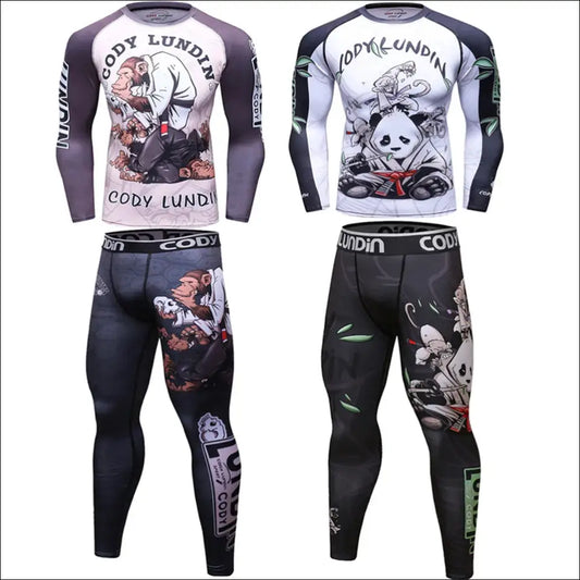 Men’s Rash Guard MMA Training Set – Quick-Dry T-shirt & Pants