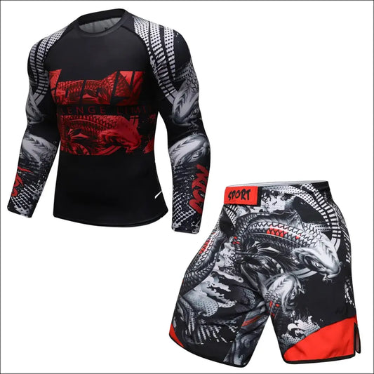 MMA BJJ Rashguard Set – Compression T-Shirt & Pants