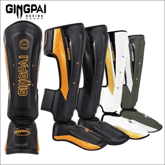 MMA Boxing Shin Guards With Ankle Support Kickboxing & Karate Protectors - mma gear boxing gear