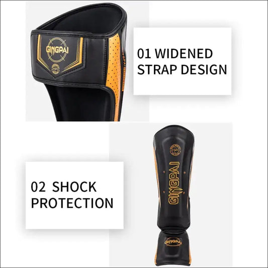 MMA Boxing Shin Guards With Ankle Support Kickboxing & Karate Protectors - mma gear boxing gear