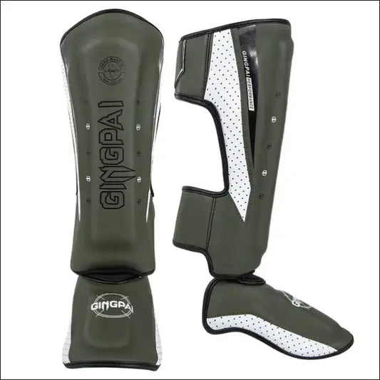 MMA Boxing Shin Guards With Ankle Support Kickboxing & Karate Protectors - DY QJB JUN Green / S - mma gear boxing gear