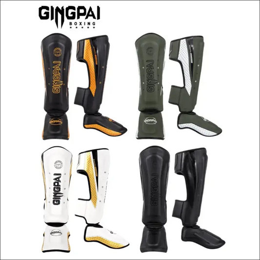 MMA Boxing Shin Guards With Ankle Support Kickboxing & Karate Protectors - mma gear boxing gear