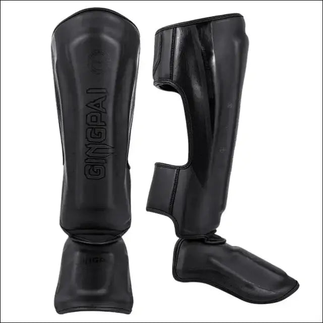 MMA Boxing Shin Guards With Ankle Support Kickboxing & Karate Protectors - DY QJB Black / S - mma gear boxing gear
