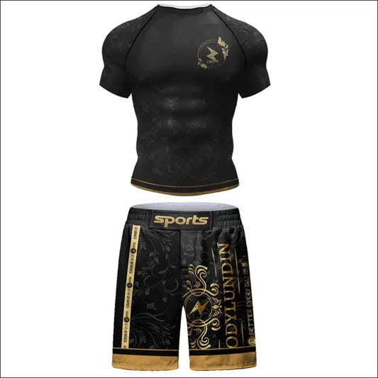MMA Jiu Jitsu Rashguard Set – T-Shirt & Pants for Combat Sports - O / M