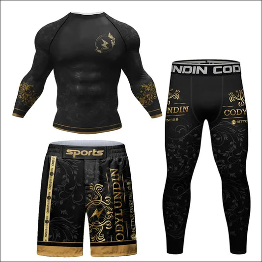 MMA Jiu Jitsu Rashguard Set – T-Shirt & Pants for Combat Sports - Y / M