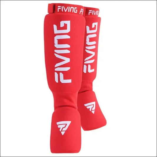 MMA Leg Foot Guards | Kick Boxing Protector | FIVING Instep Pads | Muay Thai - red-white / S / United States - mma gear