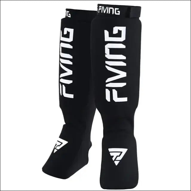 MMA Leg Foot Guards | Kick Boxing Protector | FIVING Instep Pads | Muay Thai - black-white / S / United States - mma