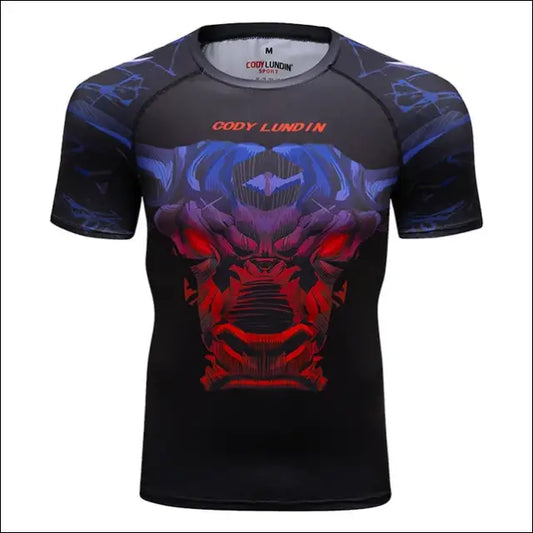 MMA Rashguard Jiu Jitsu T-shirt for Men - Compression, Quick Dry, Gym Running Sport Tops - Savage Combat & Fitness