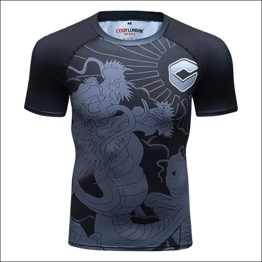 MMA Rashguard Jiu Jitsu T-shirt for Men - Compression, Quick Dry, Gym Running Sport Tops - Savage Combat & Fitness