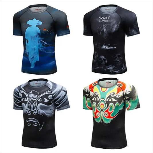 MMA Rashguard Jiu Jitsu T-shirt for Men - Compression, Quick Dry, Gym Running Sport Tops - Savage Combat & Fitness