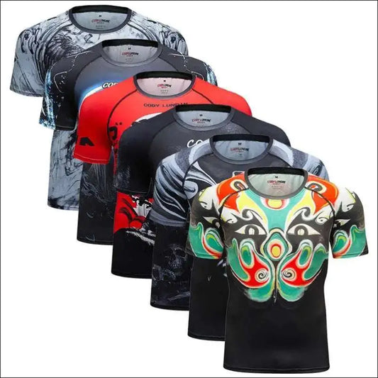MMA Rashguard Jiu Jitsu T-shirt for Men - Compression, Quick Dry, Gym Running Sport Tops - Savage Combat & Fitness