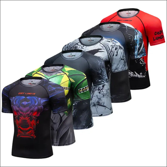 MMA Rashguard Jiu Jitsu T-shirt for Men - Compression, Quick Dry, Gym Running Sport Tops - Savage Combat & Fitness