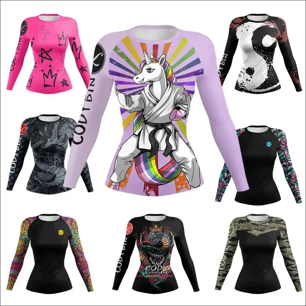 3D Printed Comics MMA T-Shirt - Women's Compression Long Sleeve BJJ Rashguard eprolo