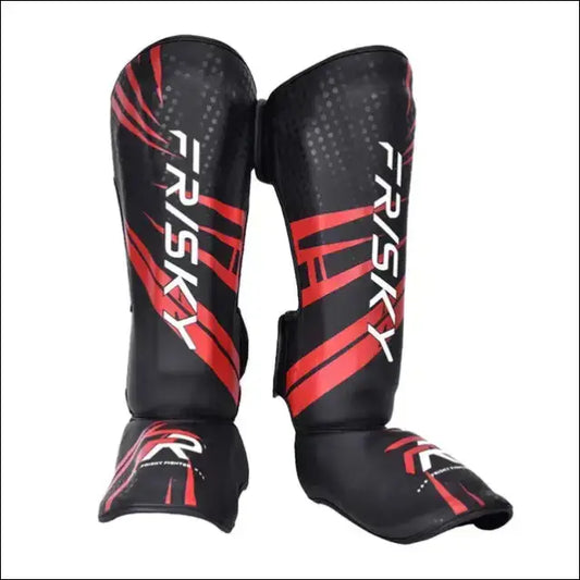 Muay Thai Shin Guards - Ultimate Protection for Combat Sports - M Red Black