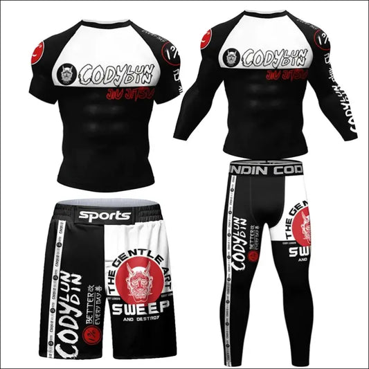New Boxing MmaT shirt + Pants Set Jiu Jitsu Rushguard For Men Mma Rashguard Clothing Kickboxing Muay Tait Shorts Boxe