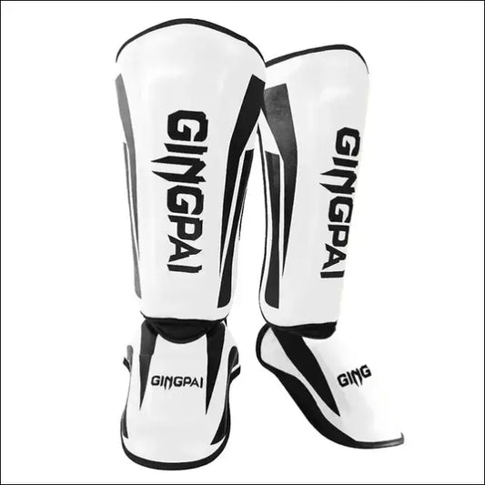 Professional Kickboxing Leg Guard - Muay Ankle Protector and MMA Shin Guards - White / M - mma gear boxing gear