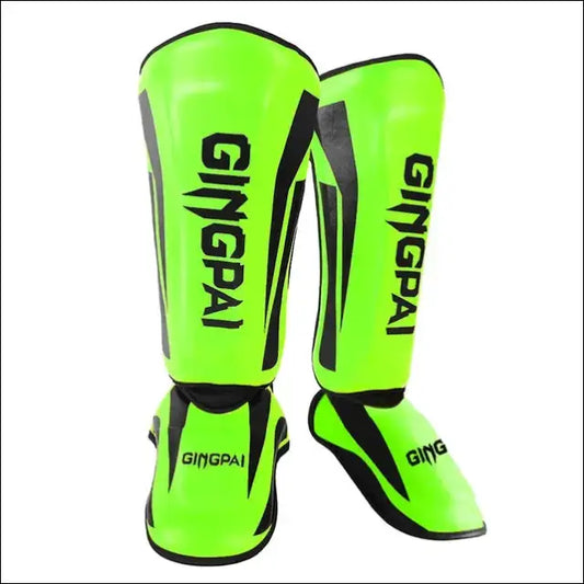 Professional Kickboxing Leg Guard - Muay Ankle Protector and MMA Shin Guards - Fluorescent Green / M - mma gear boxing